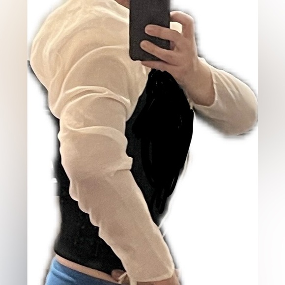 ZARA Contrast Black and White Balloon Puff Sleeve Blouse Top Shirt Cinch Coastal - Picture 5 of 10